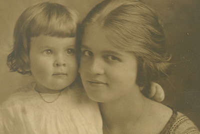 Melba at age 14, with her sister, Zebbie